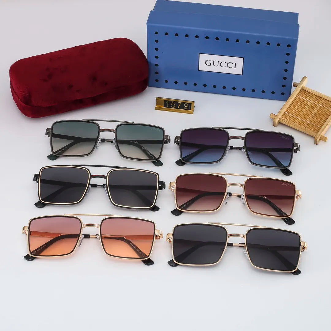 2026 Stylish Striped Metal Frame Sunglasses