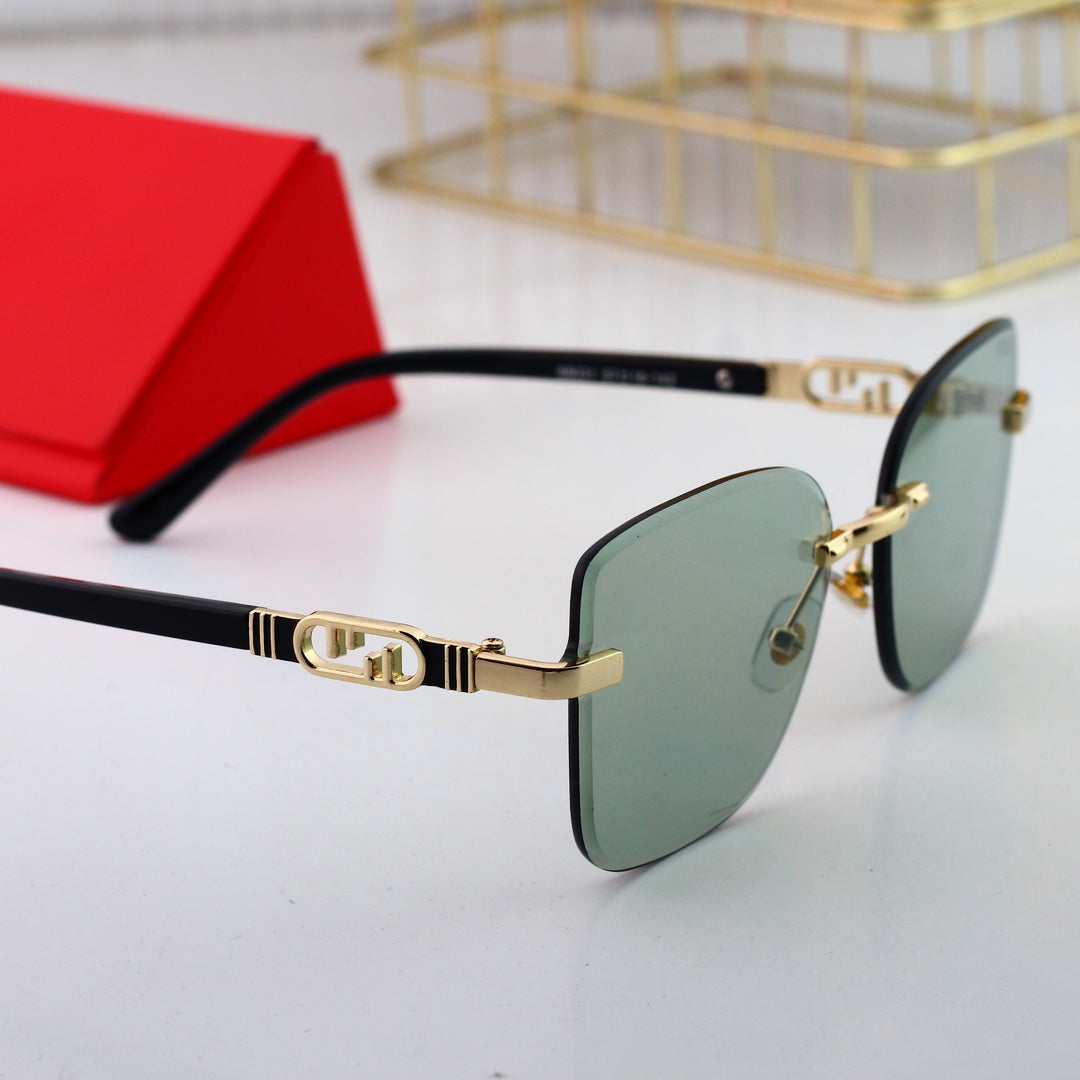 2025 Fashionable Metal Interlocking F Frame Sunglasses