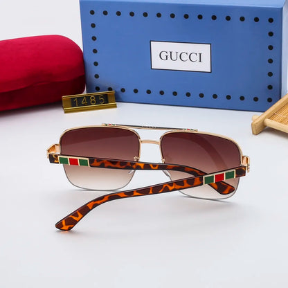 2026 Striped Metal Frame Square Sunglasses