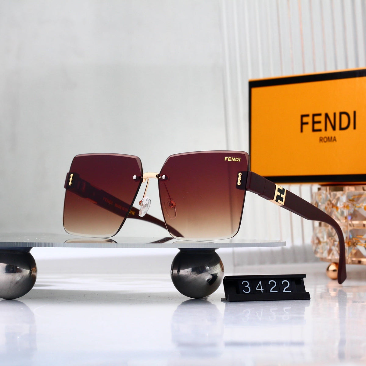 2026 Frameless Square Metal Gradient Sunglasses
