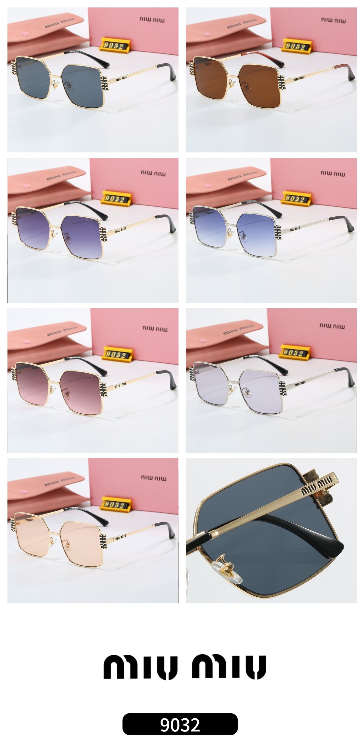 2026 7 colors new metal frame thin temple sunglasses 9032