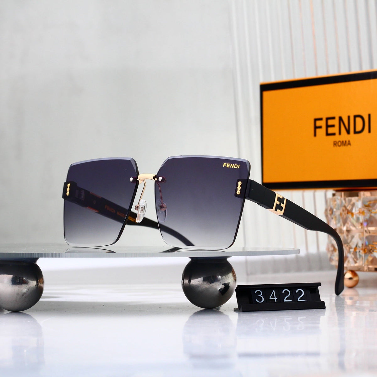 2026 Frameless Square Metal Gradient Sunglasses
