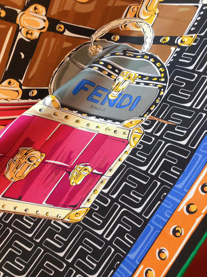 2026 Vintage Handbag Graphic Print Silk Scarf
