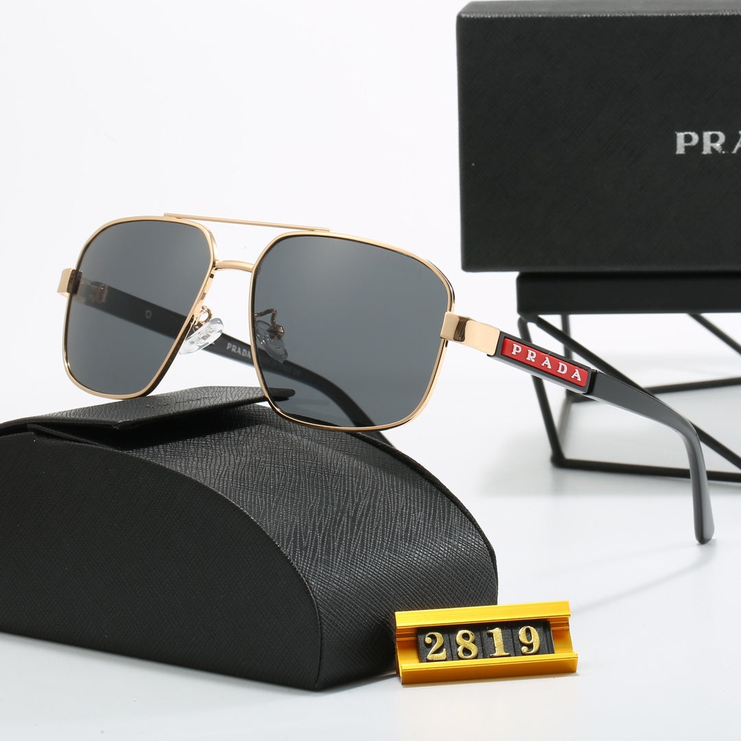 2026 Square Double Bridge Metal Sunglasses