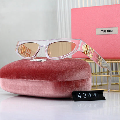 2026 Rectangular Gold-tone Logo Emblems Fashion Sunglasses