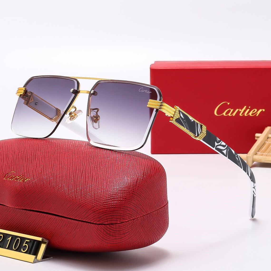 2026 Square stylish frameless sunglasses 2105