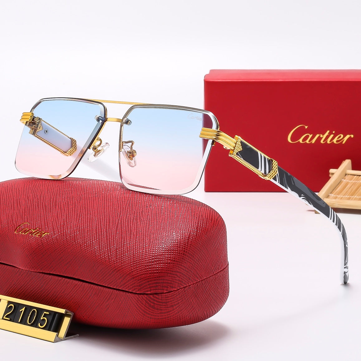 2026 Square stylish frameless sunglasses 2105
