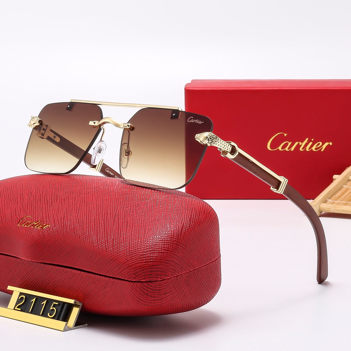 2026 Frameless leopard sunglasses 2115