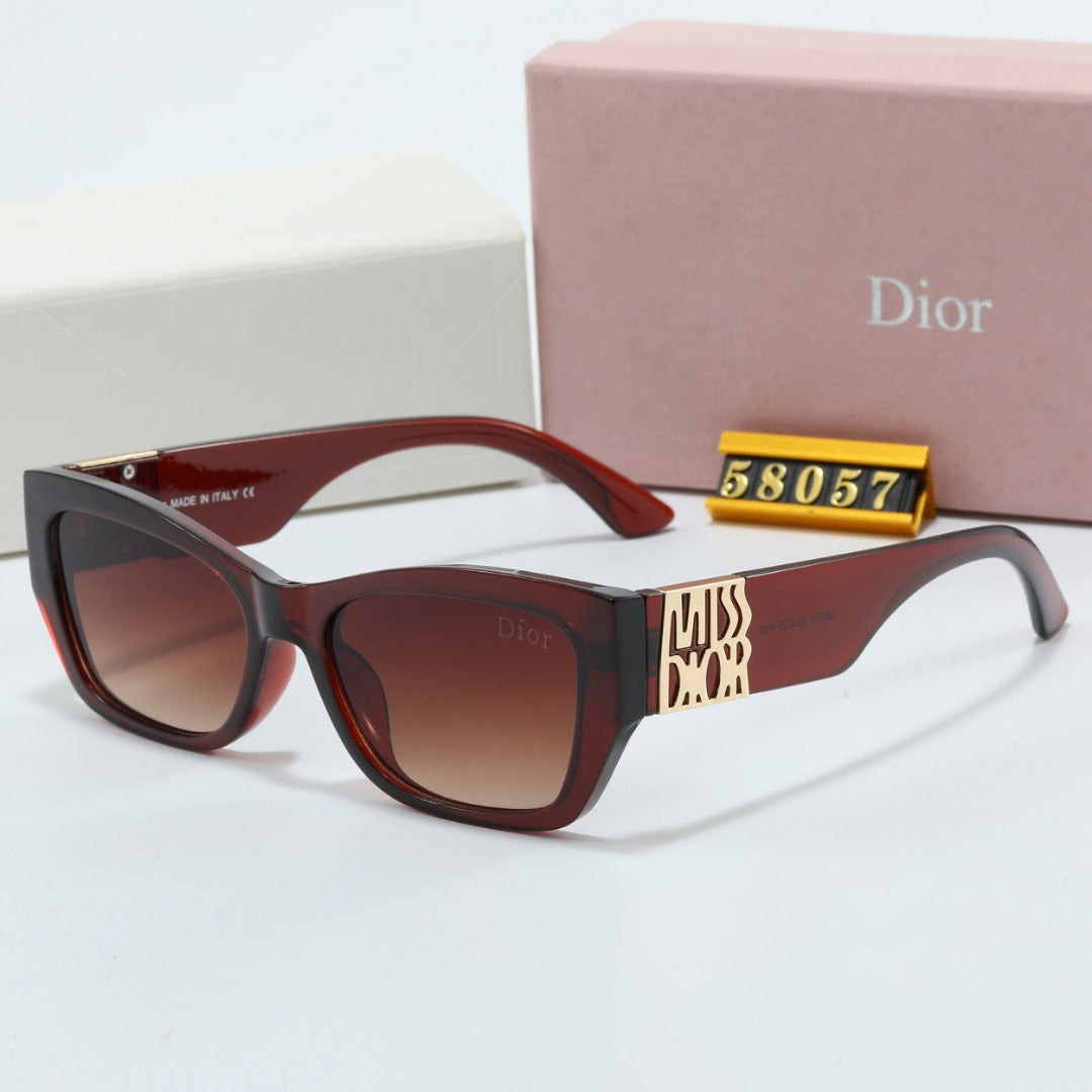 2026 Metal Signature Temples Rectangular Sunglasses