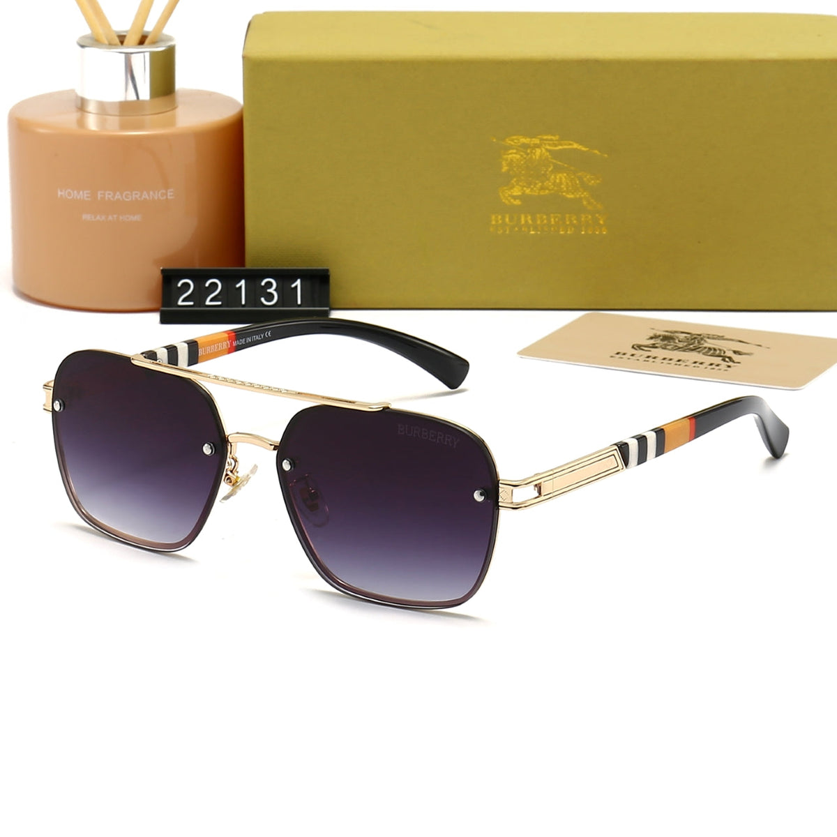 2026 Plaid Metal Frame Sunglasses