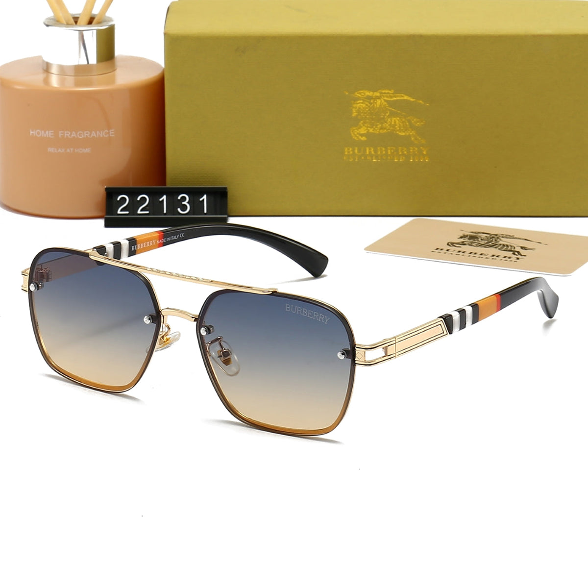 2026 Plaid Metal Frame Sunglasses