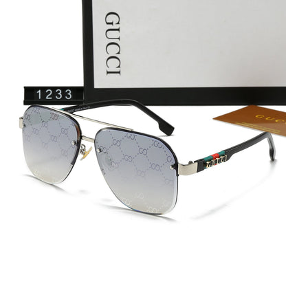 2026 Unisex Double Bridge Letters Metal Sunglasses