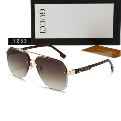 2026 Unisex Double Bridge Letters Metal Sunglasses